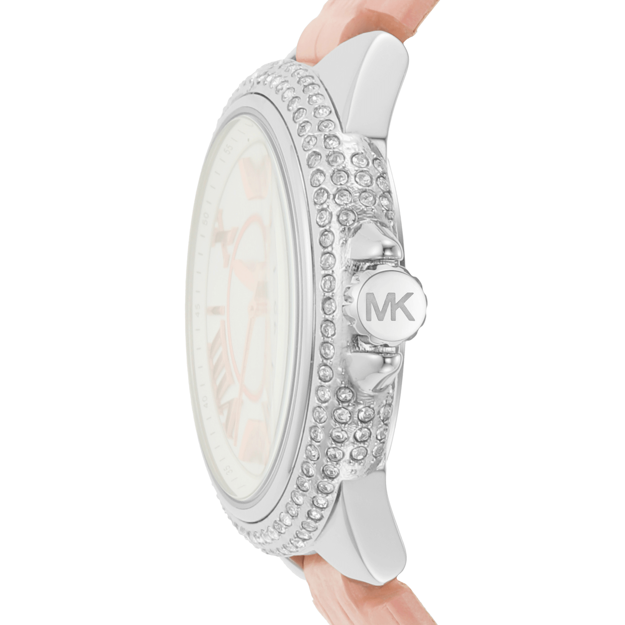 Michael Kors Camille Three-Hand Crystals White Dial Pink Leather Strap Watch for Women - MK2963