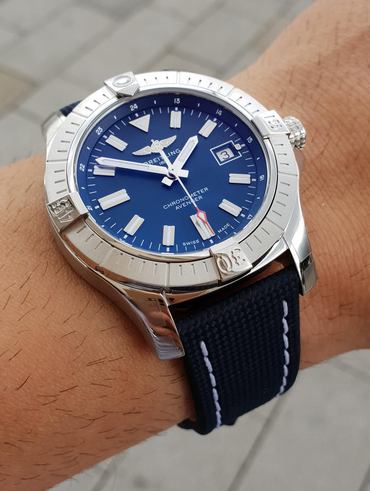  Shop Authentic Breitling Avenger Automatic 43 Blue Dial Blue Nylon Strap Watch for Men - A17318101C1X1 - Luxxuri