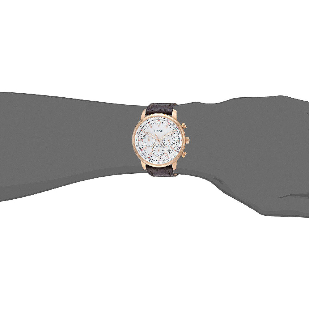 Shop Authentic Fossil Goodwin Chronograph White Dial Brown Leather Strap Watch for Men - FS5415 - Luxxuri