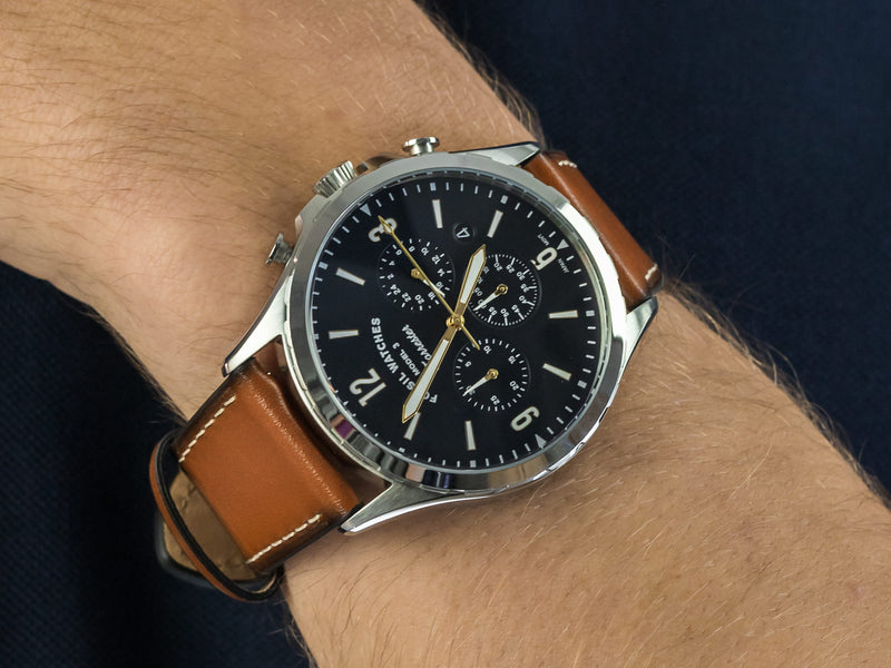  Shop Authentic Fossil Forrester Chronograph Blue Dial Brown Leather Strap Watch for Men -  S5607 - Luxxuri