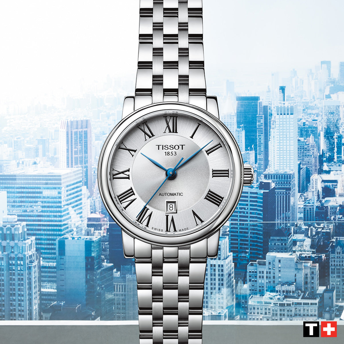  Shop Authentic Tissot T Classic Carson Premium Automatic Lady Silver Dial Silver Steel Strap Watch for Women - T122.207.11.033.00 - Luxxuri