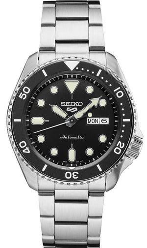  Shop Authentic Seiko 5 Sports Automatic Day Date Black Dial Silver Steel Strap Watch for Men - SRPD55K1 - Luxxuri