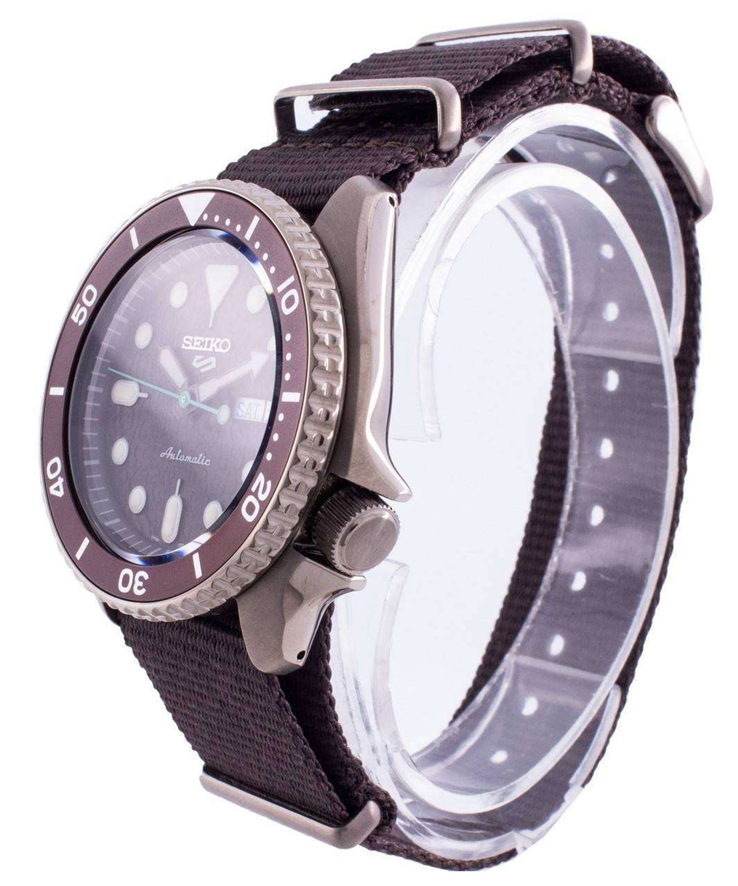  Shop Authentic Seiko 5 Sport Automatic Brown Dial Brown Nylon Strap Watch For Men - SRPD85K1 - Luxxuri