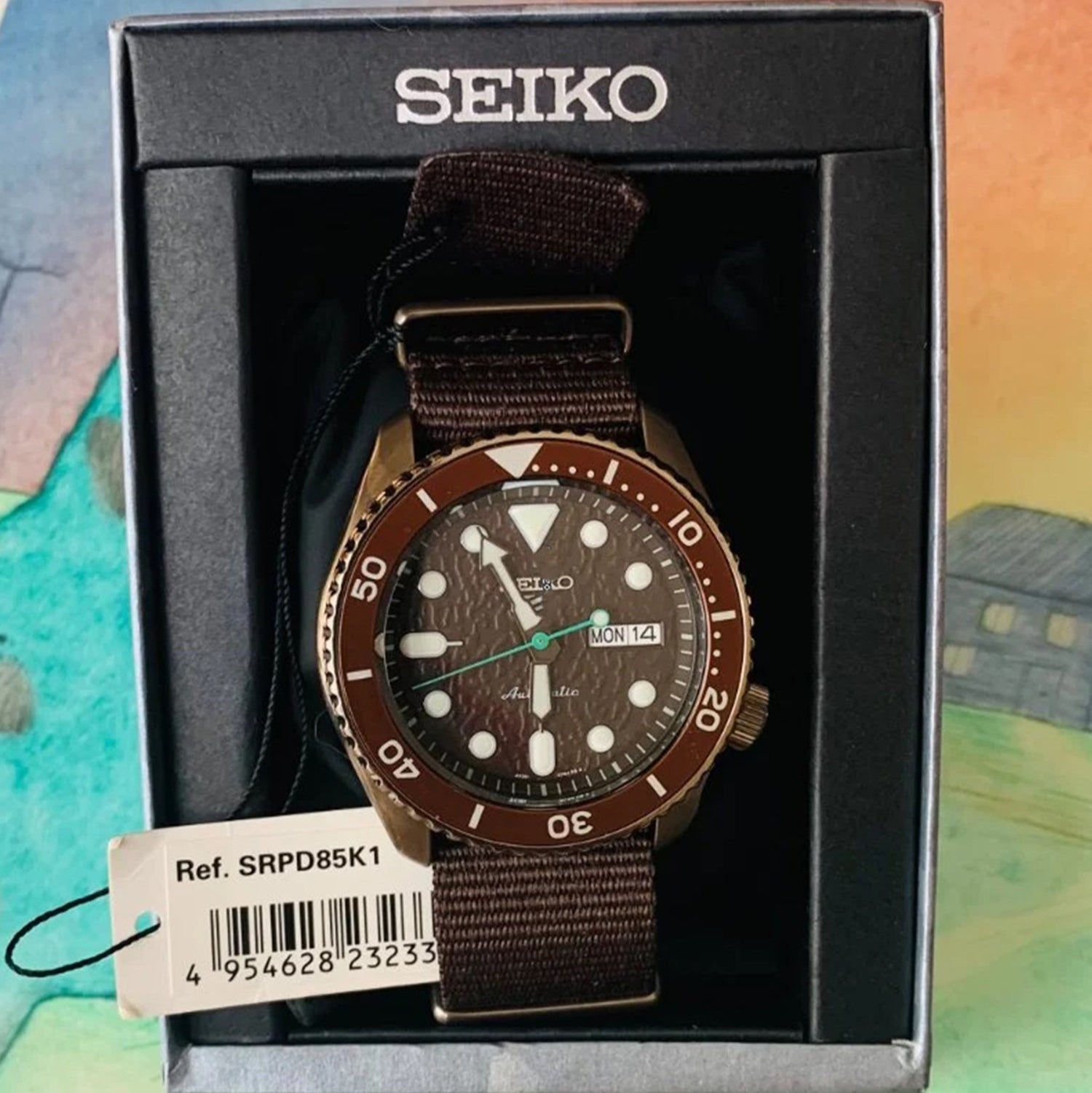  Shop Authentic Seiko 5 Sport Automatic Brown Dial Brown Nylon Strap Watch For Men - SRPD85K1 - Luxxuri