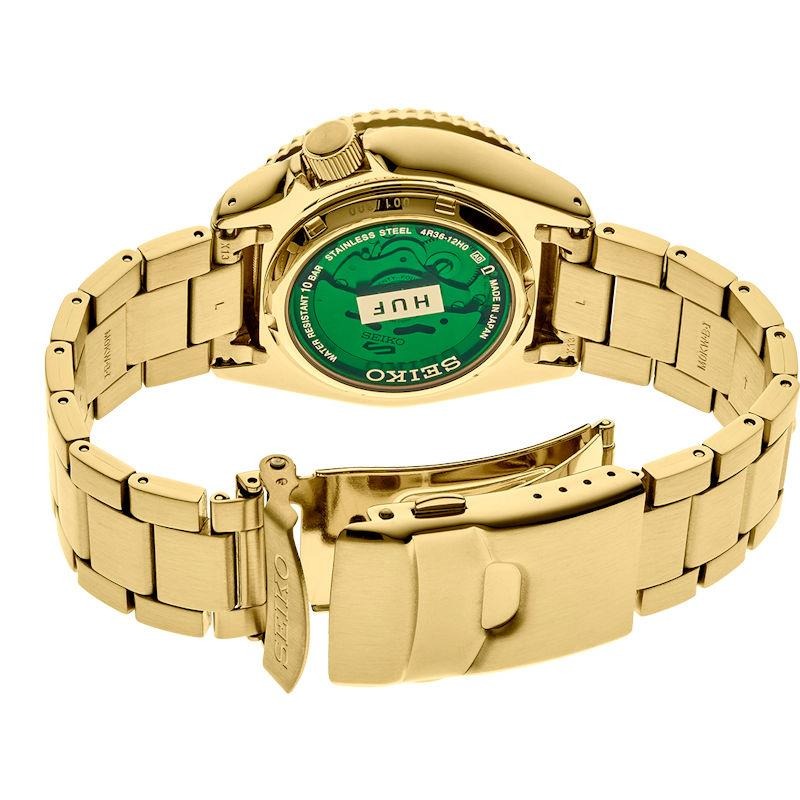  Shop Authentic Seiko 5 Sports HUF Limited Edition Green Dial Gold Steel Strap Watch For Men - SRPJ20 - Luxxuri