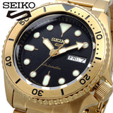  Shop Authentic Seiko 5 Sports Automatic Black Dial Gold Steel Strap Watch For Men - SRPK18 - Luxxuri