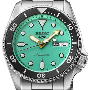  Shop Authentic Seiko 5 Sports SKX Midi Automatic Teal Dial Silver Steel Strap Watch For Men - SRPK33K1 - Luxxuri