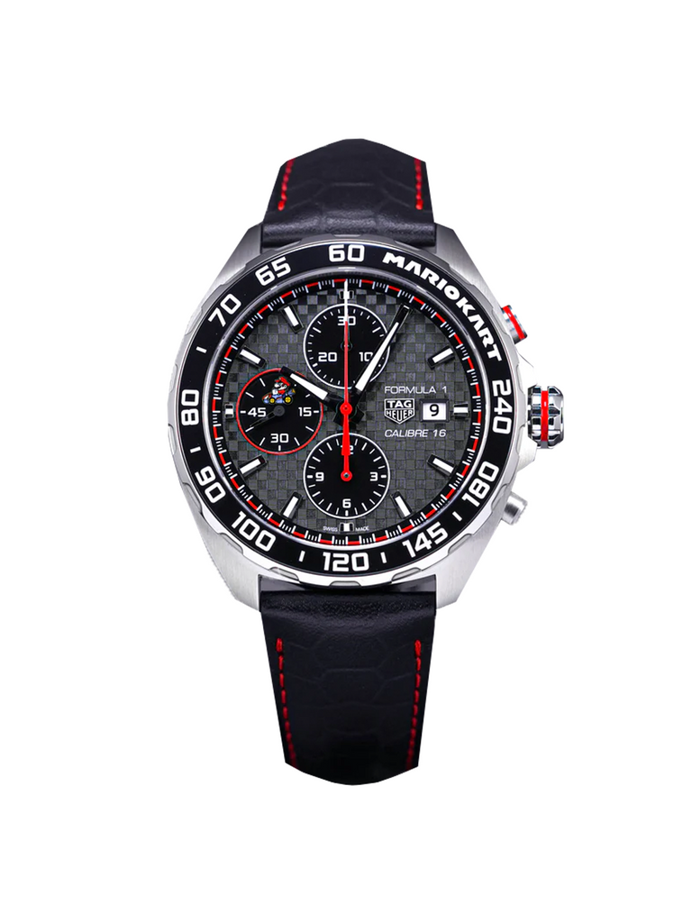  Shop Authentic Tag Heuer Formula 1 Mario Kart Chronograph Black Dial Black Leather Strap Watch for Men - CAZ201E.FC6517 - Luxxuri