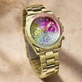  Shop Authentic Guess Confetti Chronograph Rainbow Dial Gold Steel Strap Watch For Women  - GW0483L4 - Luxxuri