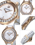  Shop Authentic Swarovski Lovely Crystals Mother of Pearl Dial White Leather Strap Watch for Women - 5242904 - Luxxuri