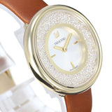  Shop Authentic Swarovski Crystalline Pure White Dial Brown Leather Strap Watch for Women - 5275040 - Luxxuri