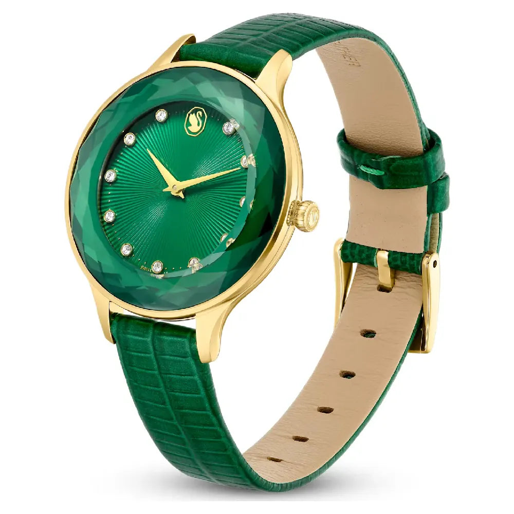  Shop Authentic Swarovski Octea Nova Crystals Green Dial Green Leather Strap Watch for Women - 5650005 - Luxxuri