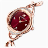  Shop Authentic Swarovski Crystal Flower Red Dial Rose Gold Steel Strap Watch for Women - 5552783 - Luxxuri