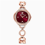  Shop Authentic Swarovski Crystal Flower Red Dial Rose Gold Steel Strap Watch for Women - 5552783 - Luxxuri