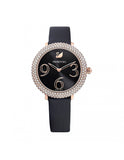  Shop Authentic Swarovski Crystal Frost Black Dial Black Leather Strap Watch for Women - 5484058 - Luxxuri