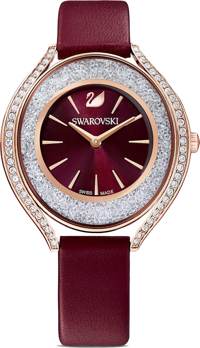  Shop Authentic Swarovski Crystalline Aura Red Dial Red Leather Strap Watch for Women - 5558637 - Luxxuri