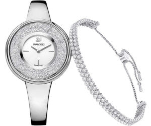  Shop Authentic Swarovski Crystalline Pure Silver Dial Silver Steel Strap Watch for Women - 5269256 - Luxxuri