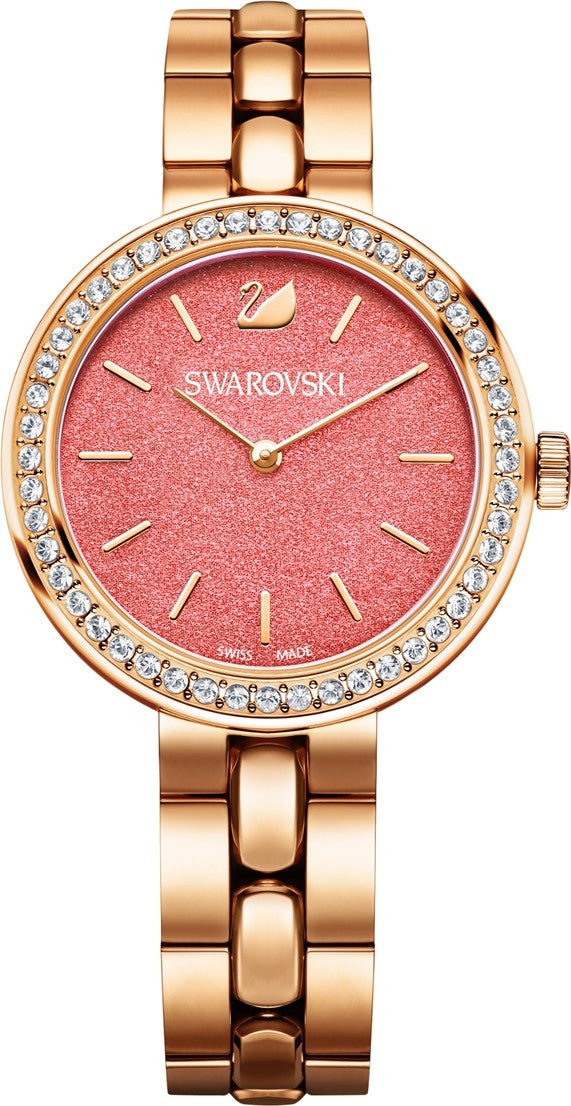  Shop Authentic Swarovski Daytime Quartz Coral Dial Rose Gold Steel Strap Watch for Women - 5182250 - Luxxuri