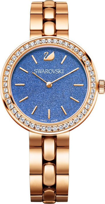  Shop Authentic Swarovski Daytime Glittering Blue Dial Rose Gold Steel Strap Watch for Women - 5182277 - Luxxuri