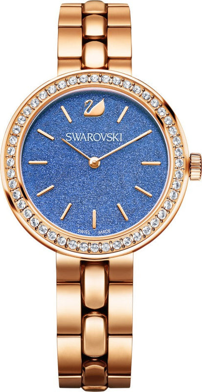  Shop Authentic Swarovski Daytime Glittering Blue Dial Rose Gold Steel Strap Watch for Women - 5182277 - Luxxuri