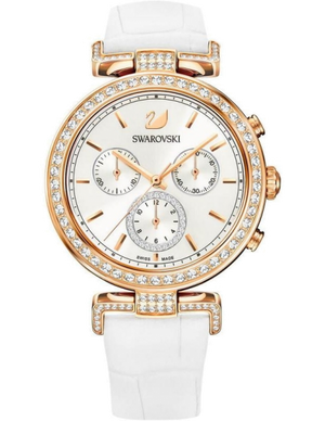  Shop Authentic Swarovski Era Journey Silver Dial White Leather Strap Watch for Women - 5295369 - Luxxuri