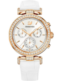 Shop Authentic Swarovski Era Journey Silver Dial White Leather Strap Watch for Women - 5295369 - Luxxuri