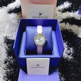  Shop Authentic Swarovski Lovely Crystals Silver Dial Pink Leather Strap Watch for Women - 5261493 - Luxxuri