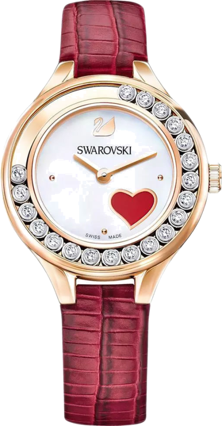  Shop Authentic Swarovski Lovely Crystals Analog White Dial Red Leather Strap Watch for Women - 5297584 - Luxxuri
