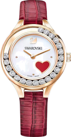  Shop Authentic Swarovski Lovely Crystals Analog White Dial Red Leather Strap Watch for Women - 5297584 - Luxxuri