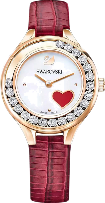  Shop Authentic Swarovski Lovely Crystals Analog White Dial Red Leather Strap Watch for Women - 5297584 - Luxxuri