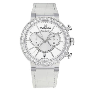  Shop Authentic Swarovski Citra Sphere Chronograph White Dial White Leather Strap Watch for Women - 5027127 - Luxxuri