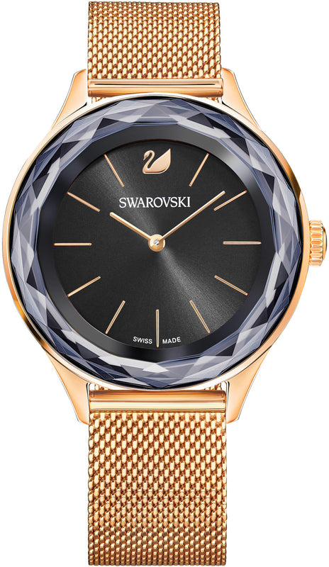  Shop Authentic Swarovski Octea Nova Black Dial Rose Gold Mesh Bracelet Watch for Women - 5430424 - Luxxuri