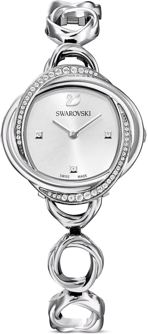  Shop Authentic Swarovski Crystal Flower Silver Dial Silver Steel Strap Watch for Women - 5547622 - Luxxuri