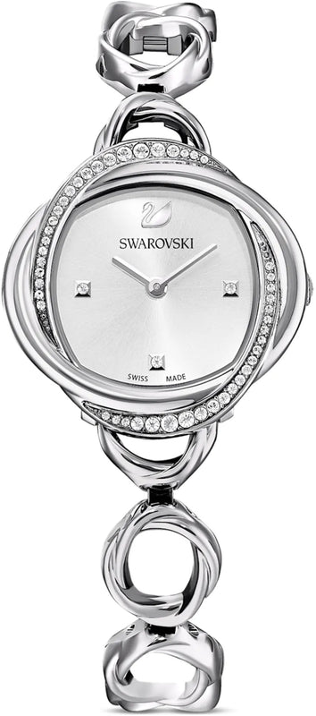  Shop Authentic Swarovski Crystal Flower Silver Dial Silver Steel Strap Watch for Women - 5547622 - Luxxuri