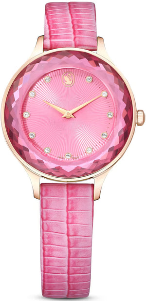  Shop Authentic Swarovski Octea Nova Pink Dial Pink Leather Strap Watch for Women - 5650030 - Luxxuri