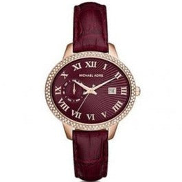  Shop Authentic Michael Kors Whitley Quartz Burgundy Dial Burgundy Leather Strap Watch For Women - MK2430 - Luxxuri