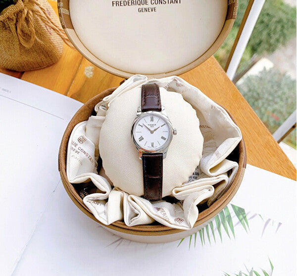  Shop Authentic Tissot Tradition 5.5 Lady Silver Dial Brown Leather Strap Watch for Women - T063.009.16.018.00 - Luxxuri