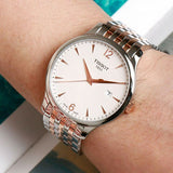  Shop Authentic Tissot T Classic Tradition Lady White Dial Two Tone Steel Strap Watch For Women - T063.210.22.037.01 - Luxxuri