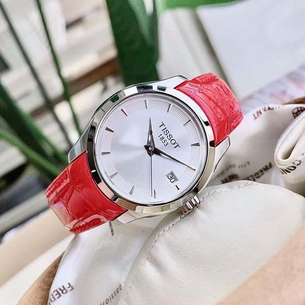  Shop Authentic Tissot Couturier Lady Silver Dial Red Leather Strap Watch for Women - T035.210.16.031.01 - Luxxuri