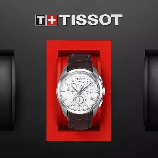  Shop Authentic Tissot Couturier Chronograph White Dial Brown Leather Strap Watch For Men - T035.617.16.031.00 - Luxxuri