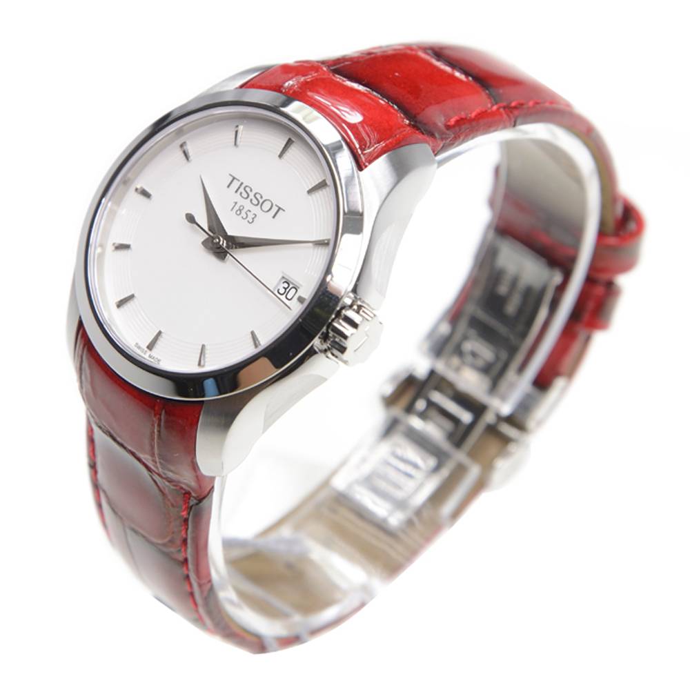  Shop Authentic Tissot Couturier White Dial Red Leather Watch For Women - T035.210.16.011.01 - Luxxuri