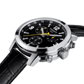Tissot PRC 200 Chronograph Black Dial Black Leather Strap Watch For Men - T055.417.16.057.00