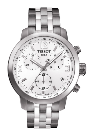  Shop Authentic Tissot PRC 200 Chronograph Quartz Silver Dial Silver Steel Strap Watch For Men - T055.417.11.037.00 - Luxxuri