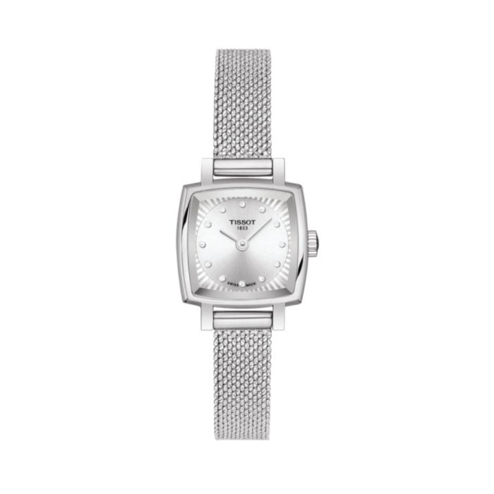 Tissot Lovely Square Silver Dial Silver Mesh Bracelet Watch For Women - T058.109.11.036.00