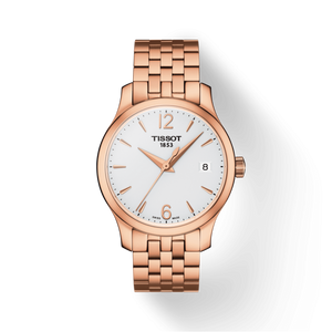  Shop Authentic Tissot T Classic Tradition Lady White Dial Rose Gold Steel Strap Watch for Women - T063.210.33.037.00 - Luxxuri