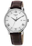  Shop Authentic Tissot T Classic Tradition Silver Dial Brown Leather Strap Watch For Men - T063.610.16.038.00 - Luxxuri