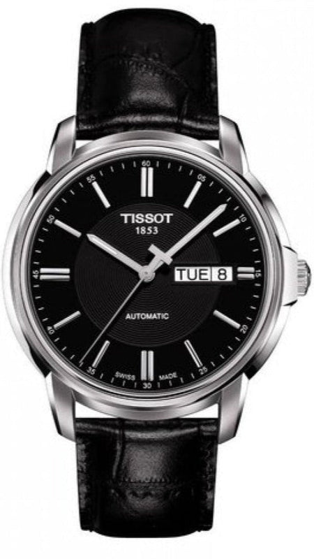  Shop Authentic Tissot Automatics III Day Date Black Dial Black Leather Strap Watch For Men - T065.430.16.051.00 - Luxxuri