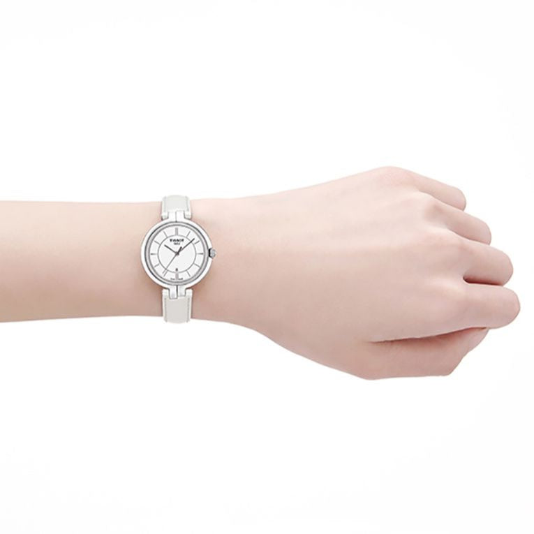  Shop Authentic Tissot T Lady Flamingo White Dial White Leather Strap Watch For Women - T094.210.16.011.00 - Luxxuri