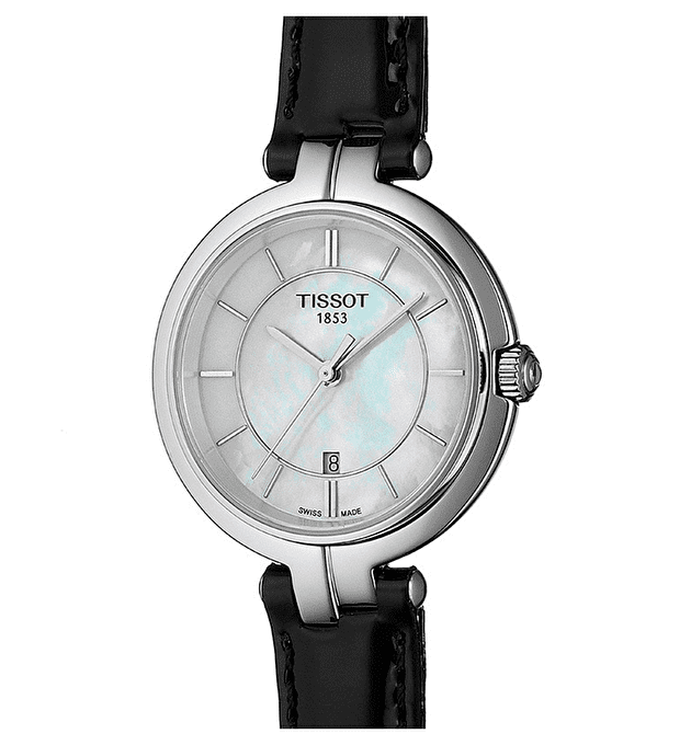  Shop Authentic Tissot T Lady Flamingo Mother of Pearl White Dial Black Leather Strap Watch for Women - T094.210.16.111.00 - Luxxuri