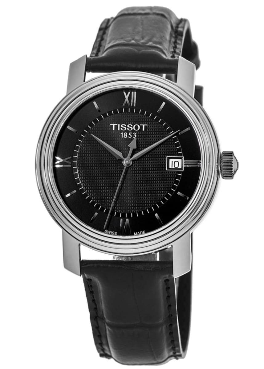 Tissot T Classic Bridgeport Black Dial Black Leather Strap Watch For Men - T097.410.16.058.00